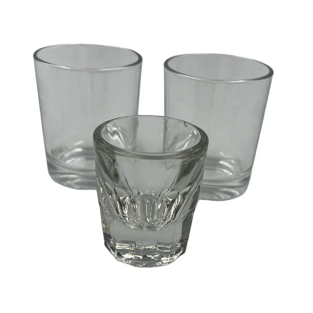 Vintage Thick Shot Glasses‎ MidCentury Bar Accessories Lot 3 Pieces 40 Italy Bar